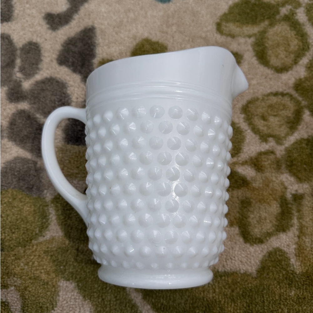 White Milk Glass Bubble Pitcher